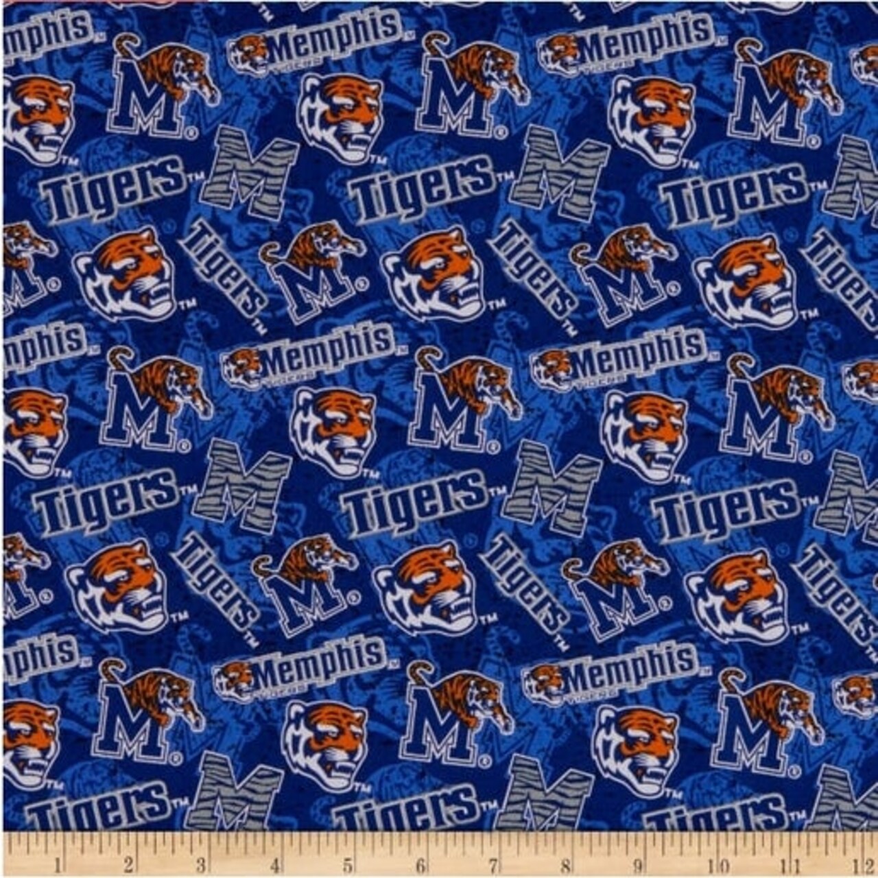 Licensed NCAA University of Memphis Tone on Tone MEM-1178 Cotton Fabric by the Yard